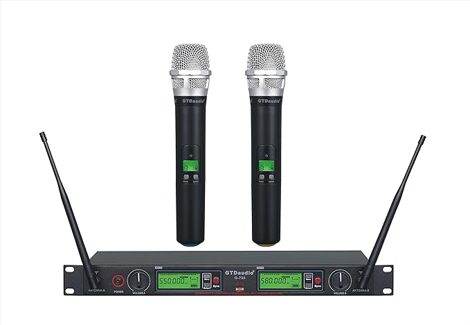 gtd audio 2x800 通道 uhf 分集无线手持麦克风卡拉 ok 麦克风系统
